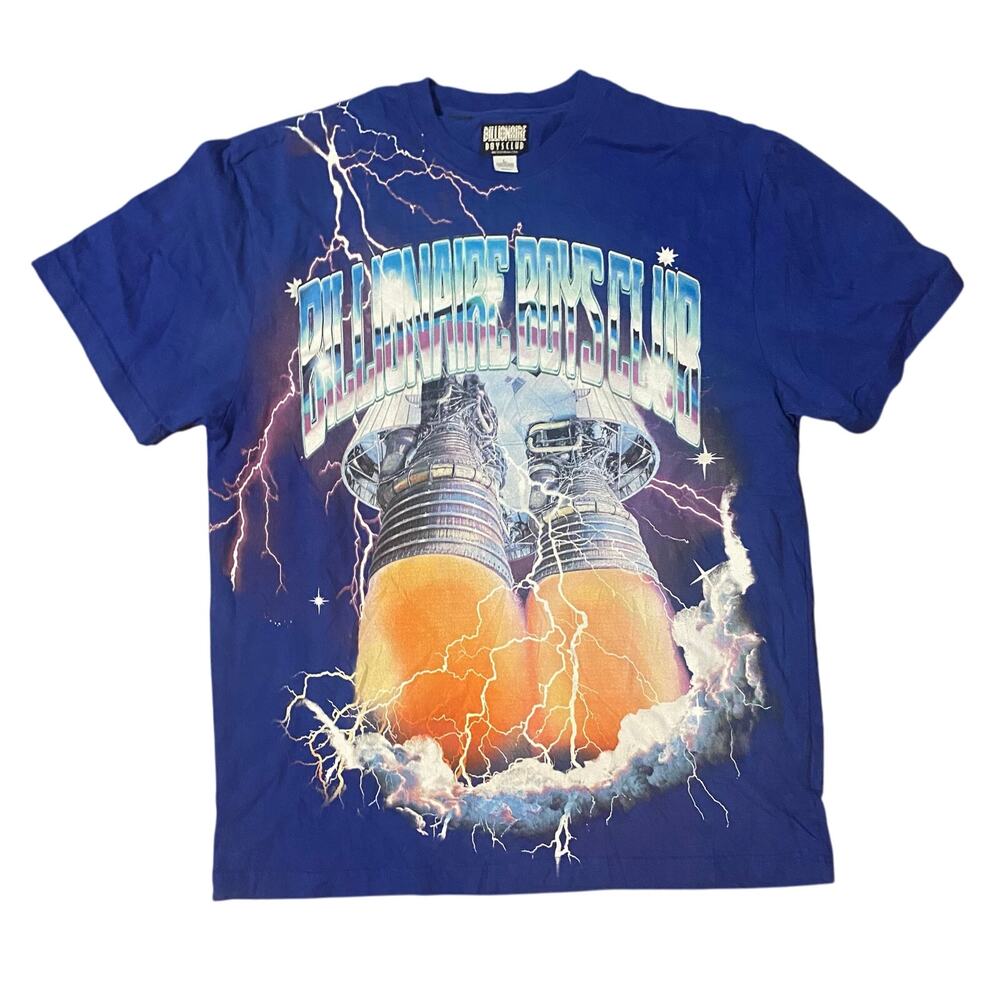 Billionaire Boys Club Rocket Ignition T-Shirt Large Blue - Lightning Graphic